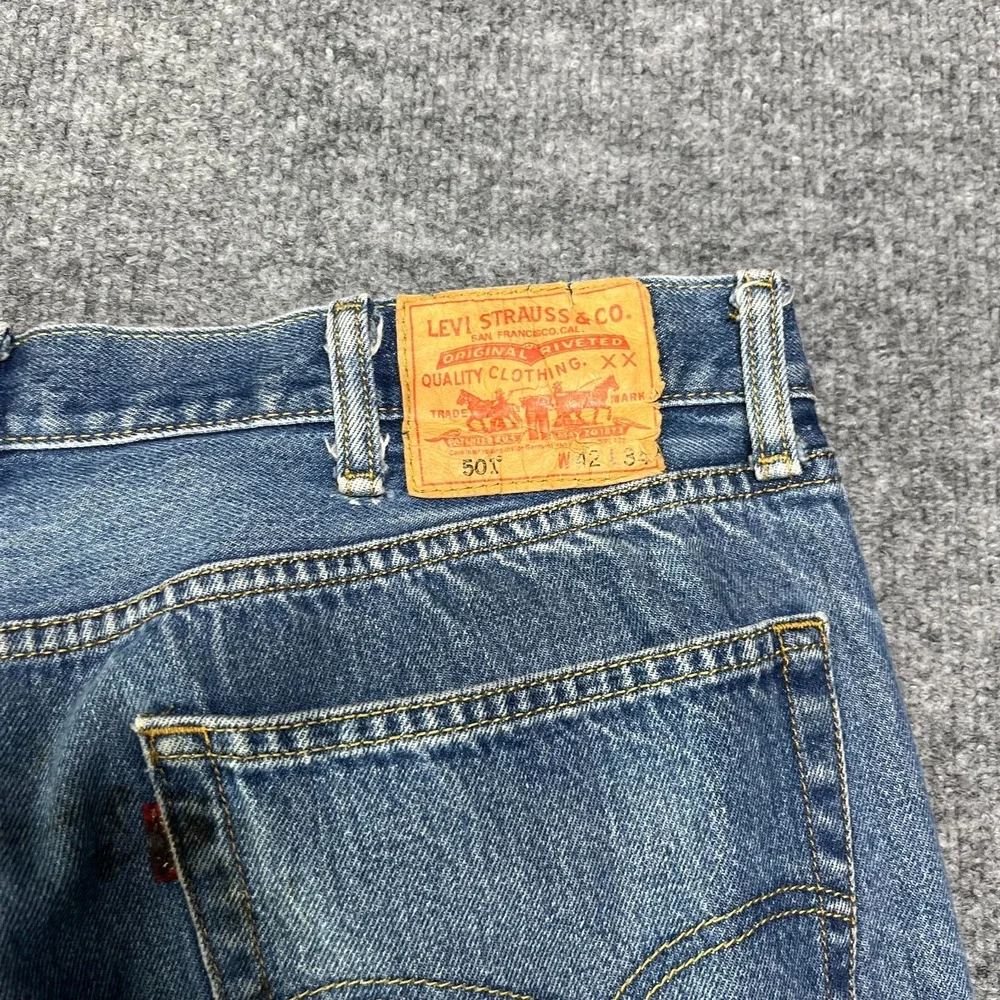 Levi's‎ 501 Straight Fit Jeans Men's Blue Denim Cotton Button Fly Y2K - 39X31.5